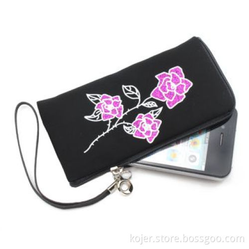 Zipper Bag, Ideal for iPhone 4, Made of Velvet, with Quality Zipper Slider and Lanyard